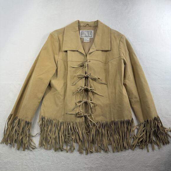 BB Dakota Camel Fringe Leather Jacket - Picture 3 of 14